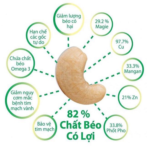 100g hạt điều bao nhiêu calo