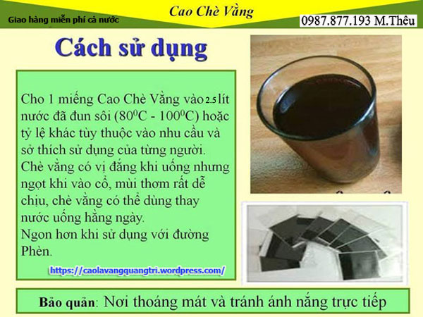 cách sử dụng cao chè vằng