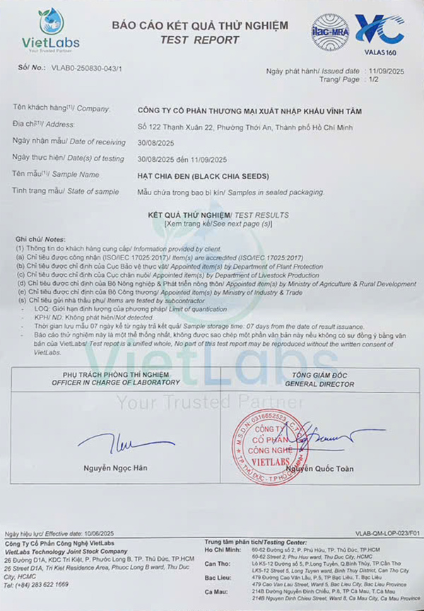 Kiểm nghiệm hạt chia sạch